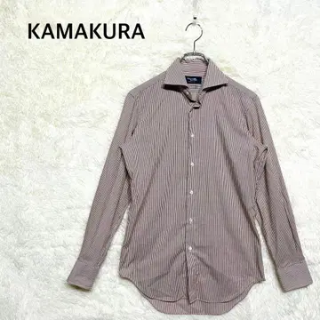 카마쿠라 이지케어 셔츠 레귤러 카라 스트라이프 버튼 M 사이즈