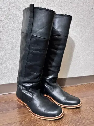 Another Edition 블랙 천연 가죽 롱 부츠 37