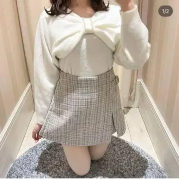 evelyn 리본 펄 니트 양산형 지뢰