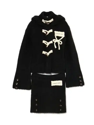 andmary Cable knit jacket set up black