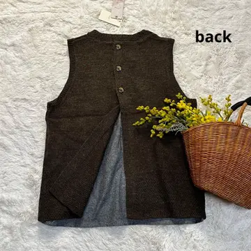 새상품 케이블 짜임 베스트 니트 베스트 후면 직물 블랙 M~L