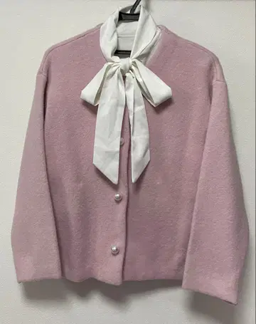 Rirandture 펄 단추 코쿤 니트 자켓 핑크 1