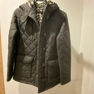 매킨토시 블랙 퀼팅 자켓 레오파드 무늬 안감 사이즈 36