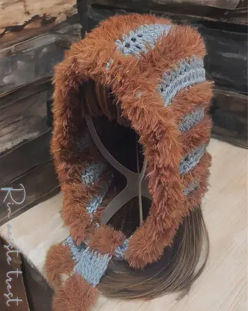 스트라이프 보닛 퍼 핸드메이드 니트 니트 모자 모자 복슬복슬