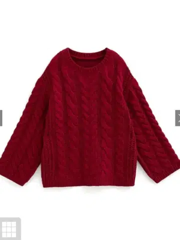레드 케이블 니트 오버 사이즈 스웨터