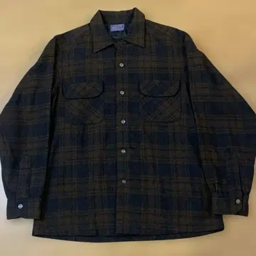 브라운 블랙 펜들턴 울 보드 셔츠 빈티지