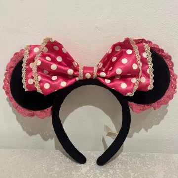 디즈니 도트 리본 핑크 머리띠