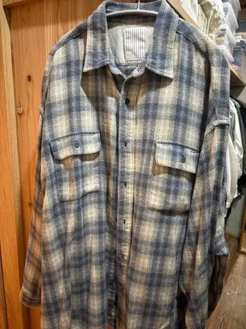 sfc 체크 무늬 오버 사이즈 셔츠 블루 계열