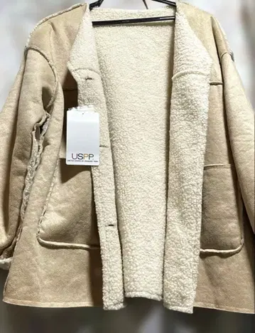 보아 안감 무스탕 코트 자켓 L 사이즈 베이지