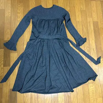 그레이 니트 롱 원피스 플레어 소매