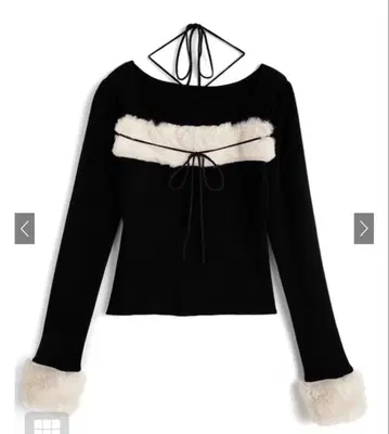 GRL 그레일 grl 퍼 홀터넥 리본 니트탑[ru1387]