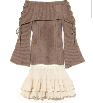 andmary Corrie lace knit set up mocha