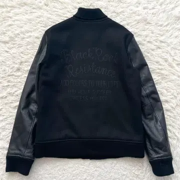 FAIRBANKS 142 AZUL 천연 가죽 가죽 자수 바시티 자켓