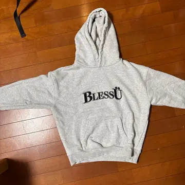 BlessU 후드 부착 그레이 후드티