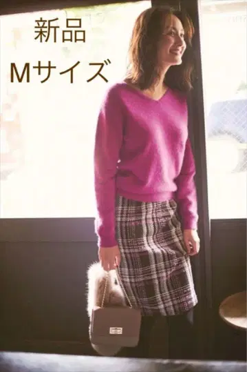 [ 택 포함 새상품 ] 저스길리티 타이트 스커트 체크 핑크 브라운 M