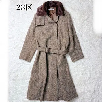 23구 헤링본 롱 코트 브라운 46 사이즈
