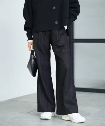 [ 새상품 종이 택 포함 ] IENA의 울 스트라이프 와이드 팬츠/Na