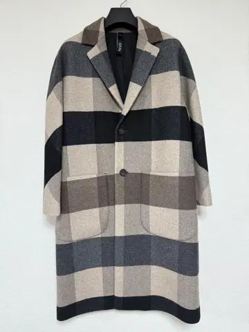 [ 레어 ] 새상품급 hevo 체크 무늬 롱 코트