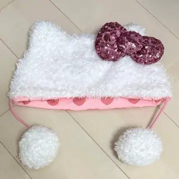 USJ 키티 팬캡 스팽글 리본 화이트