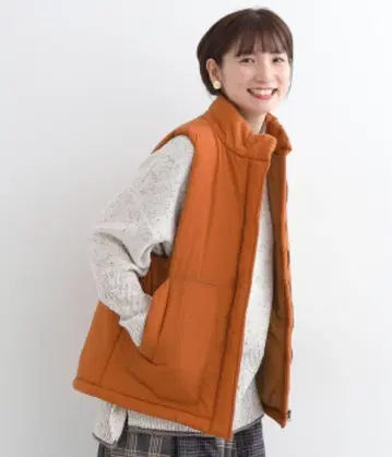 LUPILIEN 충전솜 나일론 베스트 카멜 테라코타 오렌지 다운