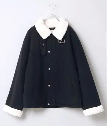 블랙 플리스 자켓 보아 옷깃 벨트 포함