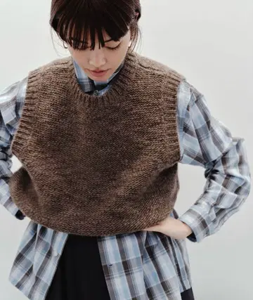 [ 택 포함 ] 스픽 앤 스팬 카키우치 아야미 씨 콜라보 니트 베스트