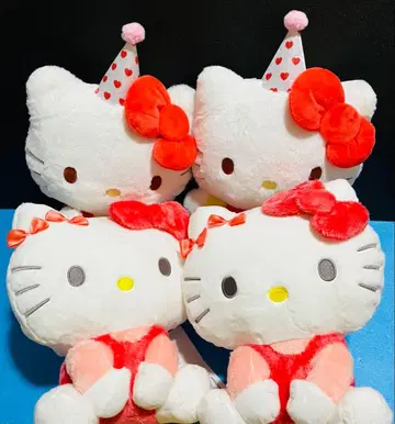 헬로키티 4체 세트 기념일 리본 앉은 인형