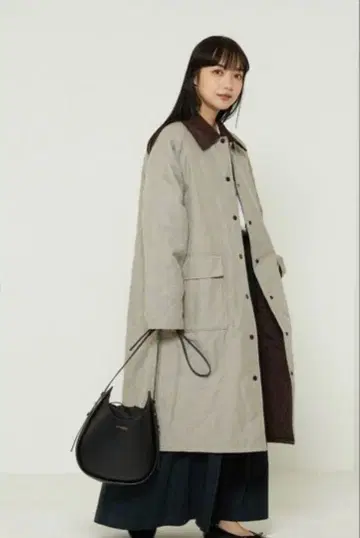 리버서블 퀼트 체크 롱 코트