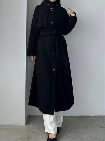 Louere 2way 스탠 칼라 롱 코트 L 사이즈 블랙