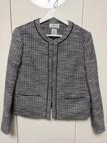 오페크 도트 클립 노카라 트위드 자켓 L 사이즈