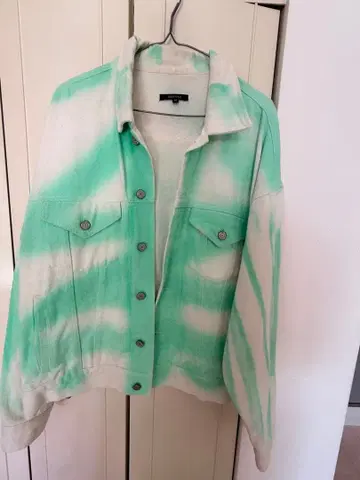 민트 그린 타이다이 데님 자켓