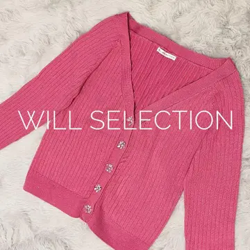 WILL SELECTION 라메 리브 가디건 핑크 비쥬 버튼