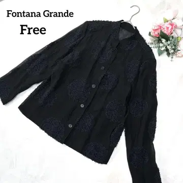 폰타나 그랑 긴팔 셔츠 블랙 블라우스 시스루 텍스처 053