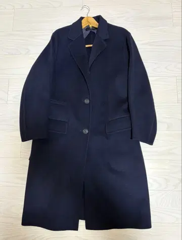 UNIQLO +J 캐시미어 블렌드 체스터 코트 네이비 L 오버 사이즈