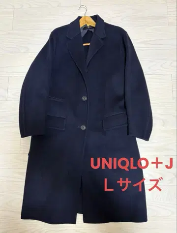 UNIQLO +J L 캐시미어 블렌드 체스터 코트 네이비 오버 사이즈