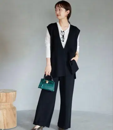 SLOBE IENA 슬로브 이에나 워셔블 밀라노 리브 세미 와이드 팬츠