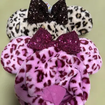 디즈니 팬캡 미니 레오파드 무늬 레오파드 핑크 베이지 새상품