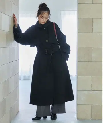 archives 2way 울 트렌치코트 롱 벨트 스탠드넥 M