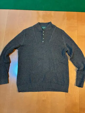 Eddie Bauer L 브라운 헨리넥 니트 스웨터 밀리터리