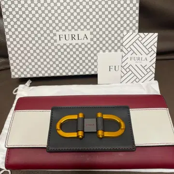 FURLA 와인 레드 화이트 장지갑