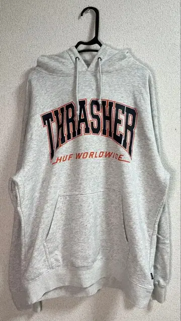 THRASHER HUF WORLDWIDE 그레이 후드티