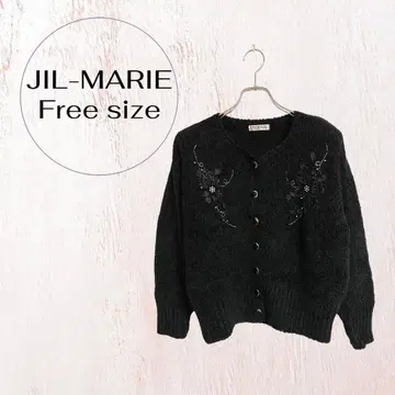 질메아리 자수 가디건 프리 사이즈 니트 여성용 블랙