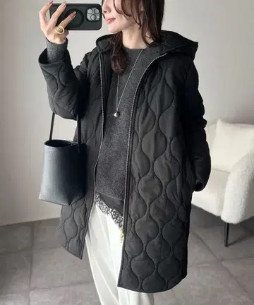 미 실루엣 3way 퀼팅 푸드코트 블랙 36