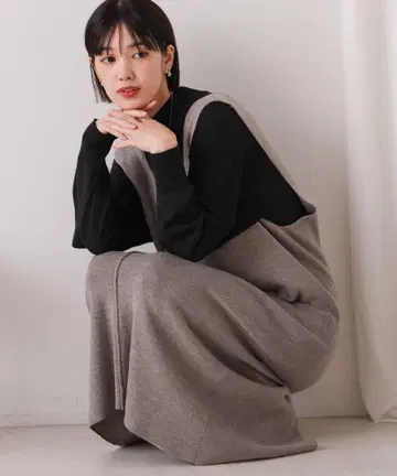 택 포함 새상품 부즈루드 원피스 울 혼방 하이넥 세트 원피스 모카