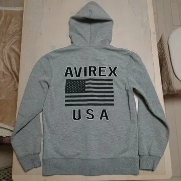 AVIREX 미국 국기 후드티 그레이 M 사이즈