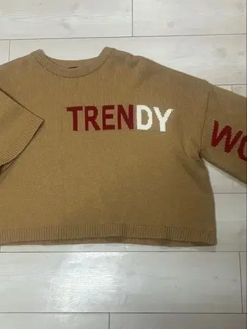 트렌드y WOOBI 자수 크롭 니트