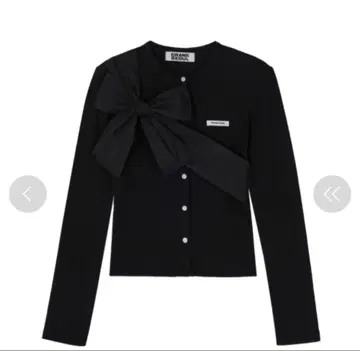 CRANK 리본 블랙 긴팔 가디건