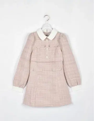 evelyn 트위드 미니 플레어 원피스 핑크