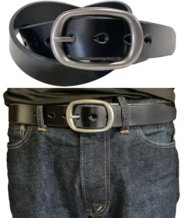 도톰 4.1mm 33mm  가죽 블랙 벨트 소가죽 오벌 도치기 가죽