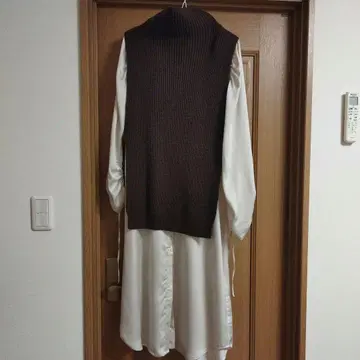 AMERI 리브 니트 스웨터 포함 원피스